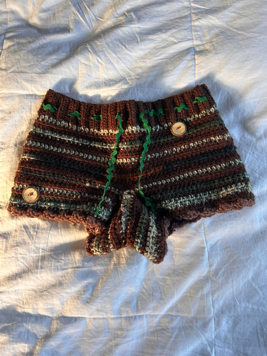 "Mossy Trail" Crochet Mini Shorts